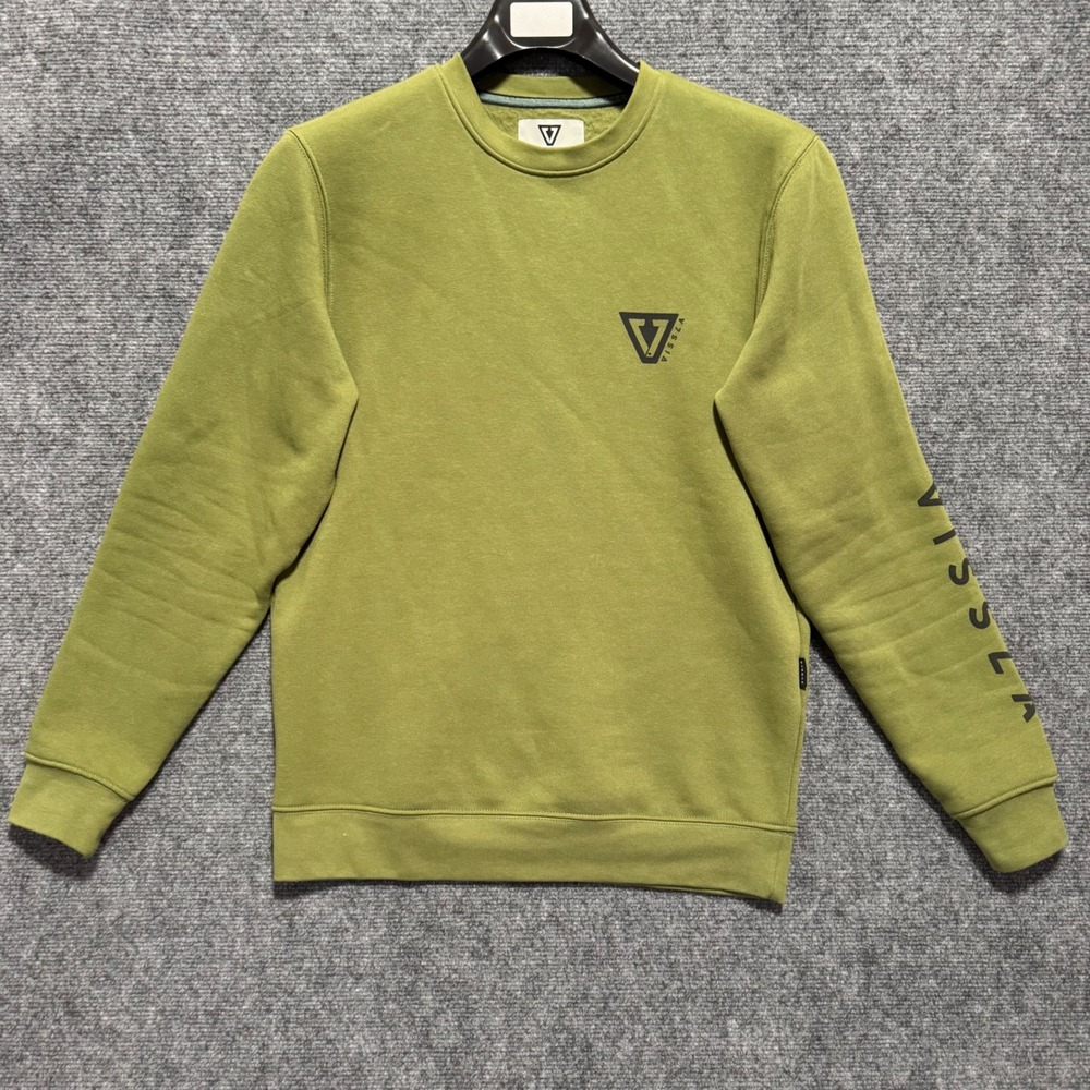 VISSLA Mens Crewneck Sweatshirt‎ Small Olive Green Long Sleeve Pullover